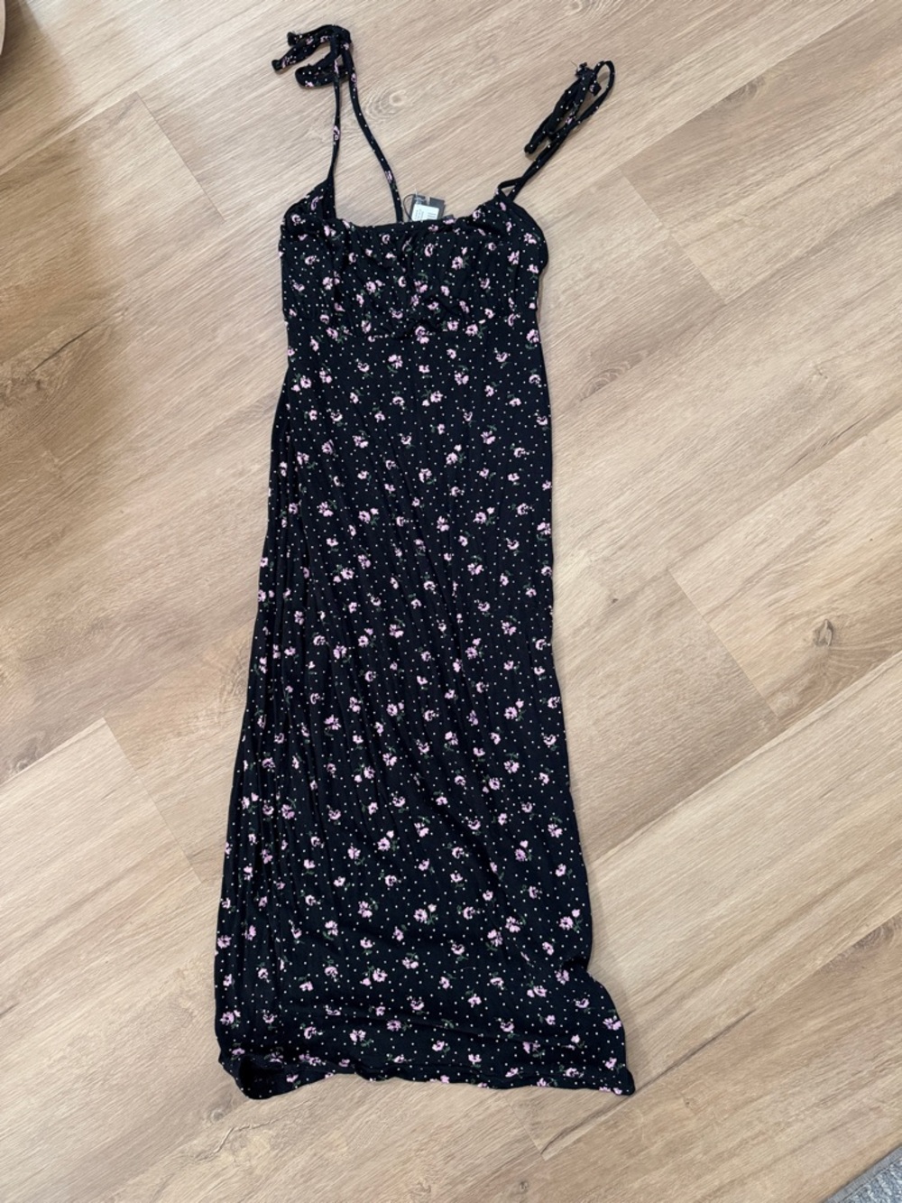 Boohoo Ditsy Rouched Bust milkmaid midi dress
